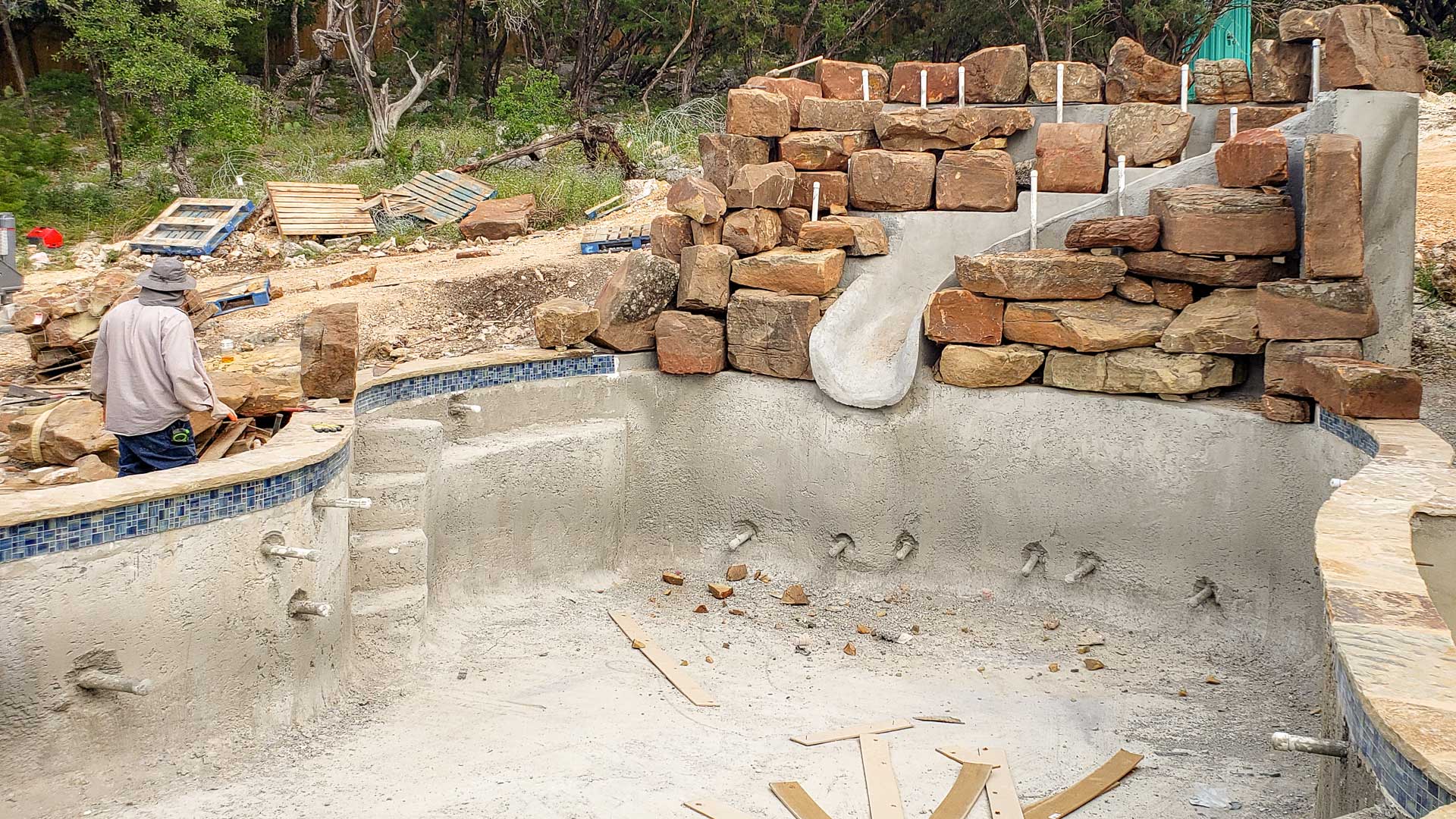 Swimming Pool Boulder Waterfall Slide Construction 9 Swimming Pool Boulder Waterfall Slide Construction 9